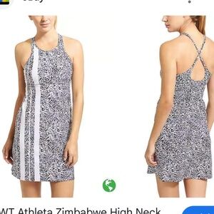 Athleta 36B/C Spaghetti Strap Black and White Printed Sundress M/L
